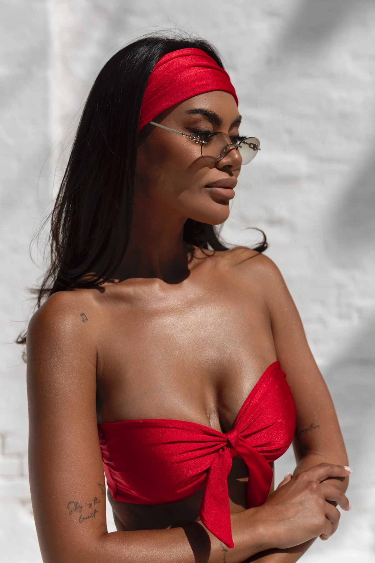 Bandeau Scarlet - góra od bikini na mały biust opaska czerwony