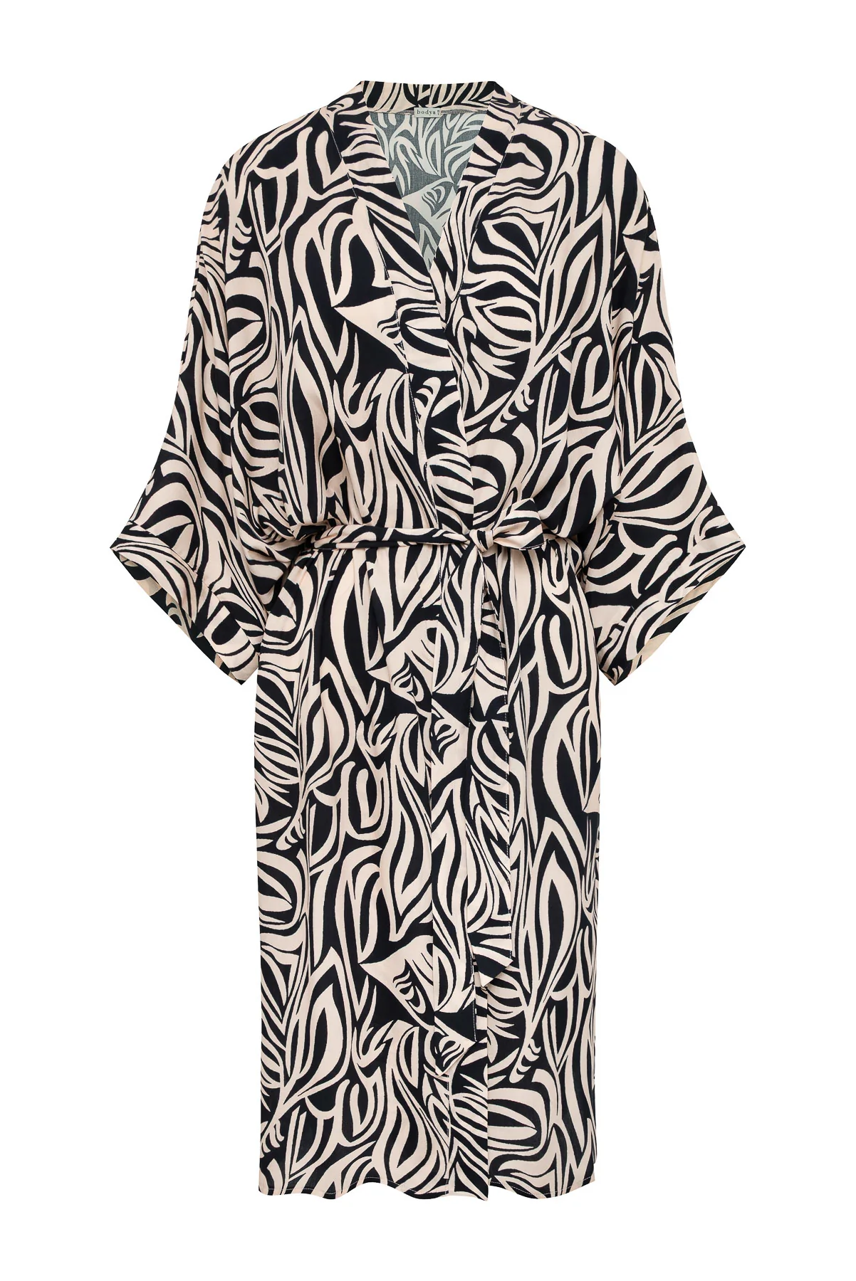 Impreso dark - szlafrok plażowy kimono w graficzny wzór