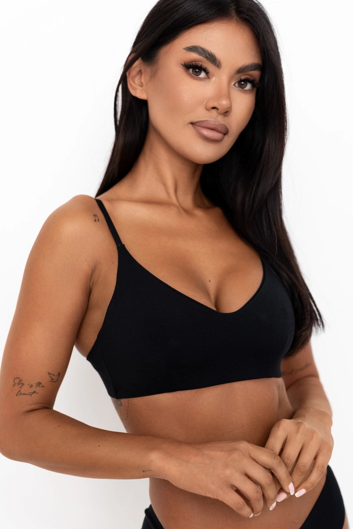 Deli Plunge Bustier  Nero - biustonosz miękki bawełniany czarny